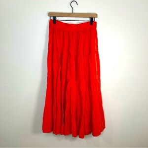 Vintage longhorn western wear tiered coral red skirt size large